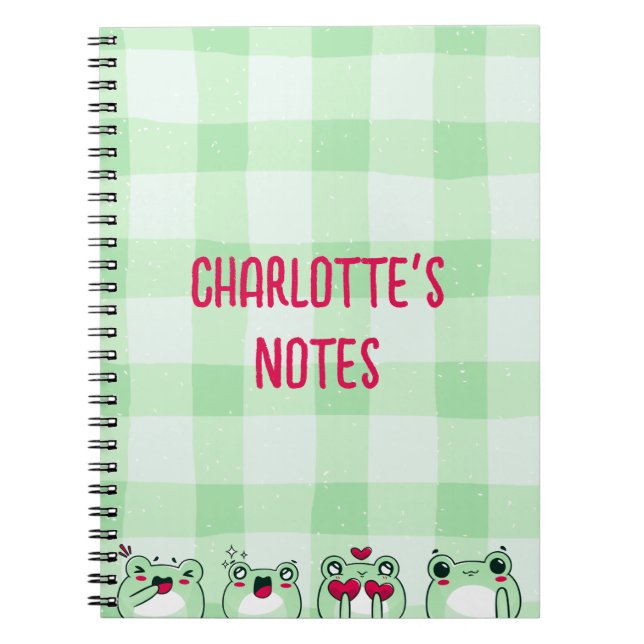 Carnet Enfants mignons verts Manga personnalisable Dessin (Devant)