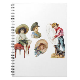 Carnet Enfants victoriens charmants et collage de chien