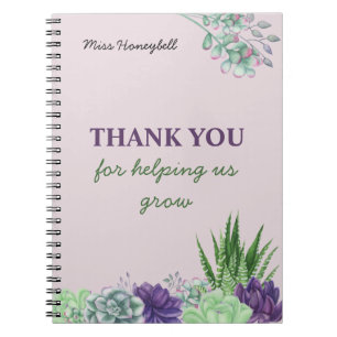 Carnet Enseignant succulent de l'aquarelle personnalisé