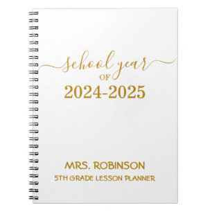 Carnet Enseignants Planificateur de leçons Gold Script Ca