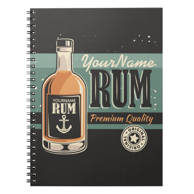 Carnet Enseigne Rétro Bouteille de Rhum pour Marin Person (Devant)