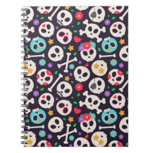 Carnet Ensemble de crânes. Motif sans couture avec concep