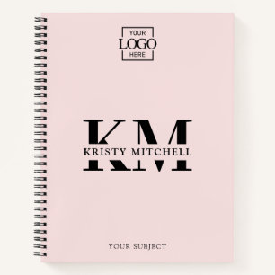 Carnet Entreprise de logo personnalisé rose en monogramme