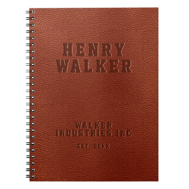 Carnet Entreprise Embossée Personnalisé Cuir Vegan Brown (Devant)