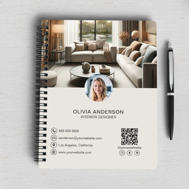 Carnet Entreprise professionnelle moderne personnalisée (Create your own professional business notebook with custom photos, QR code and social media icons )