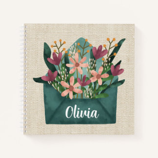 Carnet Enveloppe Aquarelle Personnalisée Avec Fleurs