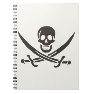 Carnet Épées de crâne d'obsidienne Drapeau de pirate de C