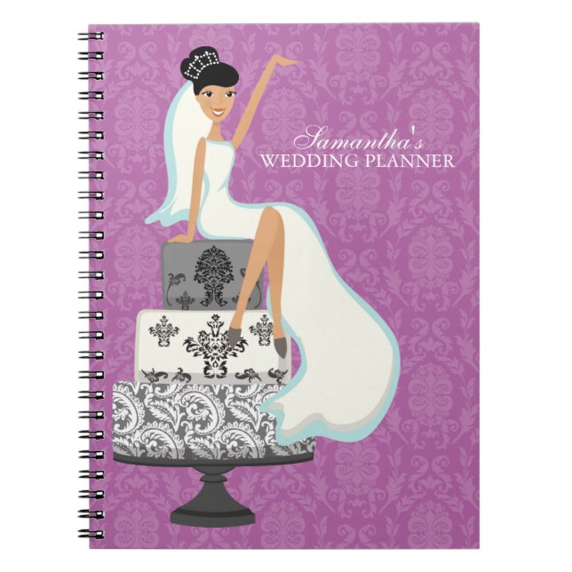Carnet Épouse noire haïrée sur gâteau Mariage {orchidée} (Devant)