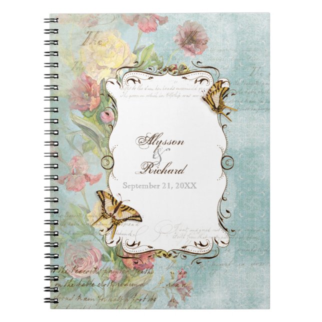 Carnet Épouser floral de fleurs de tulipe rose de pivoine (Devant)