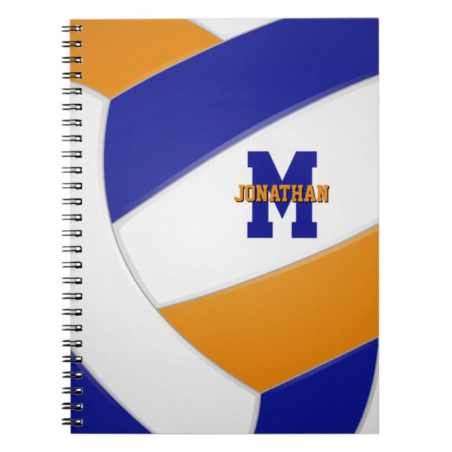 Carnet équipe bleu orange couleurs garçons filles volley (Devant)