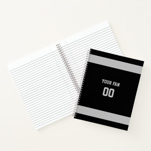 Carnet Équipe de football noir et argent Spiral (Intérieur)