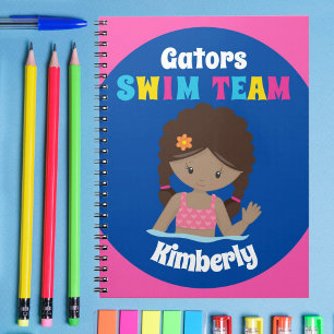 Carnet Équipe de natation mignonne Africaine Américaine P