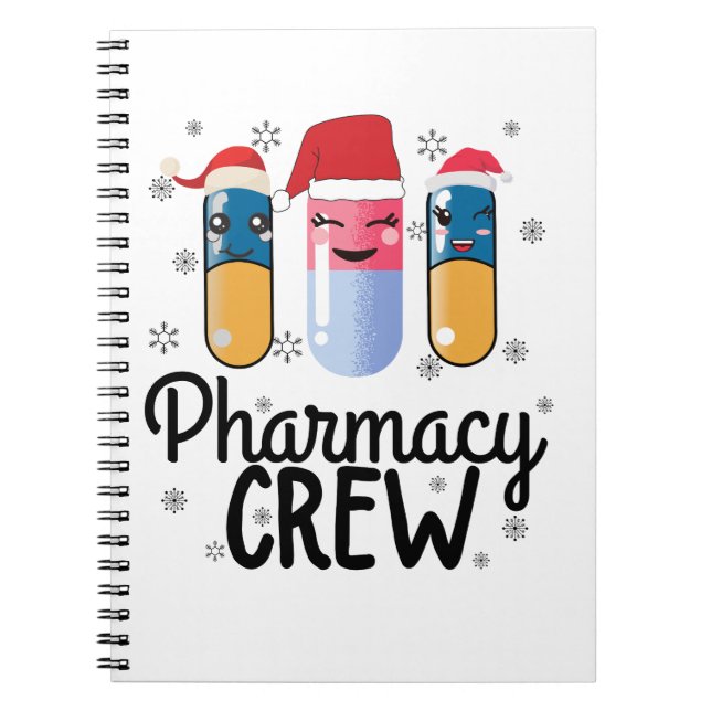 Carnet Équipe de pharmacie. T-shirt de Noël du pharmacien (Devant)