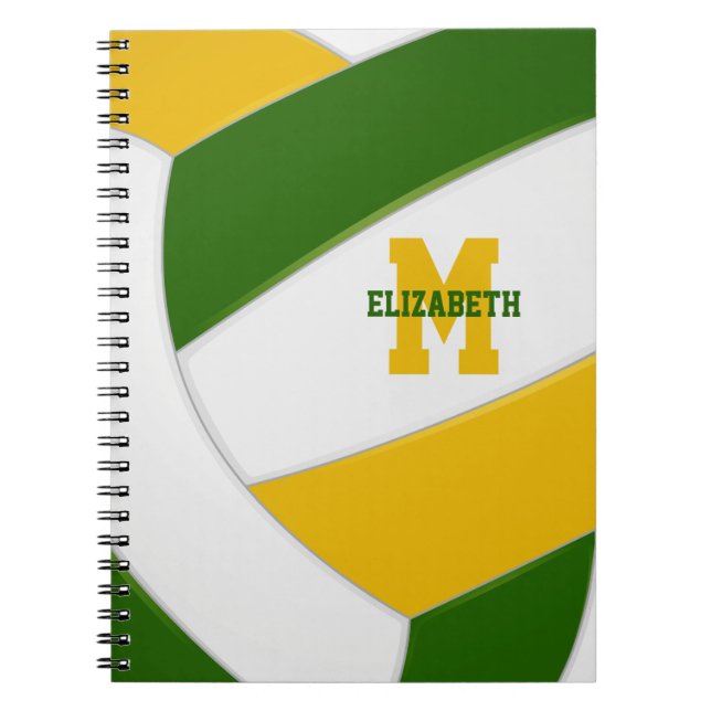 Carnet équipe d'or vert couleurs filles garçons volley (Devant)