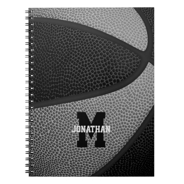 Carnet équipe noire gris couleurs filles garçons basket-b (Devant)