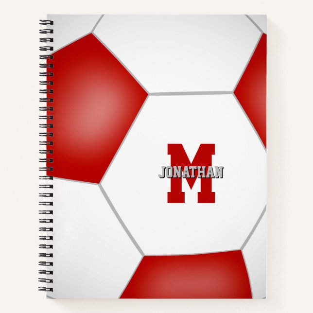 Carnet équipe rouge blanc couleurs garçons filles footbal (Devant)