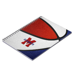 Carnet équipe rouge bleu couleurs filles garçons basket
