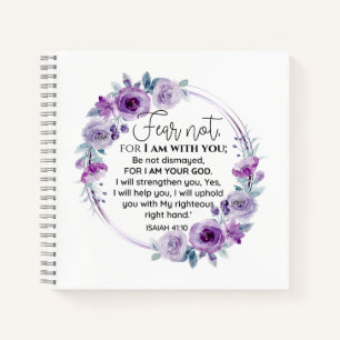 Carnet Esaïe 41:10 Crainte non violet Écriture florale