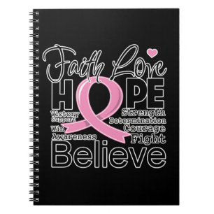 Carnet Espoir typographique d'amour de foi de cancer du