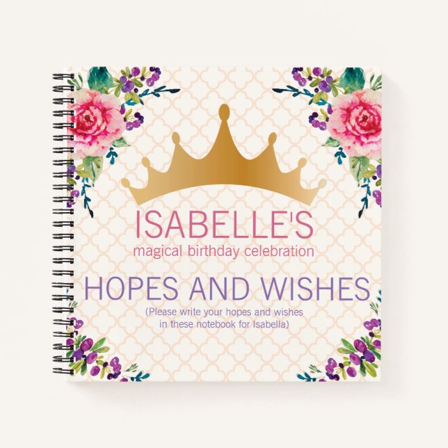 Carnet Espoirs et souhaits Floral Chic design d'anniversa (Devant)