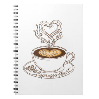 Carnet Espresso Cœur Élégant – Art Latte pour Amoureux du