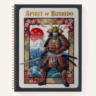 Carnet Esprit de Bushido Broderie Samouraï & Mont Fuji