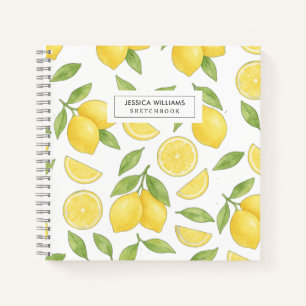Carnet Esquisse Motif citron aquarelle personnalisée