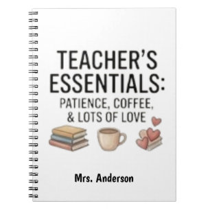 Carnet Essentiels pour Enseignants Patience Café Amour Pe