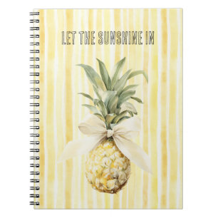 Carnet Été au soleil rayures jaunes Ananas