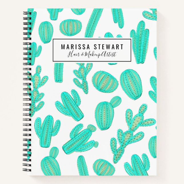 Carnet Été Neon Turquoise Green Tropical Cactus Plantes (Devant)