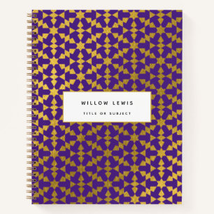 Carnet Ethnic Marocain violet et Motif d'or