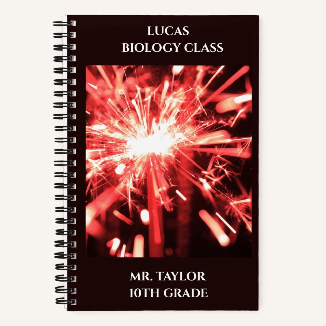 Carnet Étincelles rouges Classe personnalisée   (Recto)
