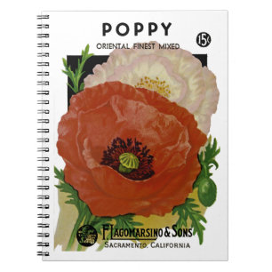 Carnet Étiquette de paquets de graines de pavot