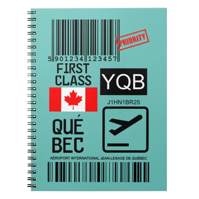 Carnet étiquette de voyage de l'aéroport de Québec (Devant)