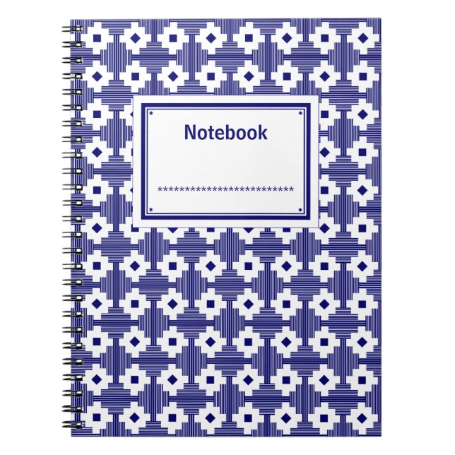 Carnet Étiquette - Marine profonde sur blanc (Devant)