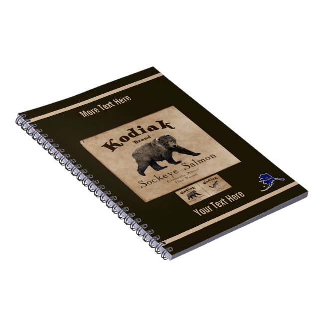 Carnet Étiquette Saumon vintage Kodiak (Ours) (Côté Droit)