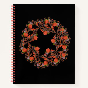 Carnet étoile fleur fractale rouge noir pourpre