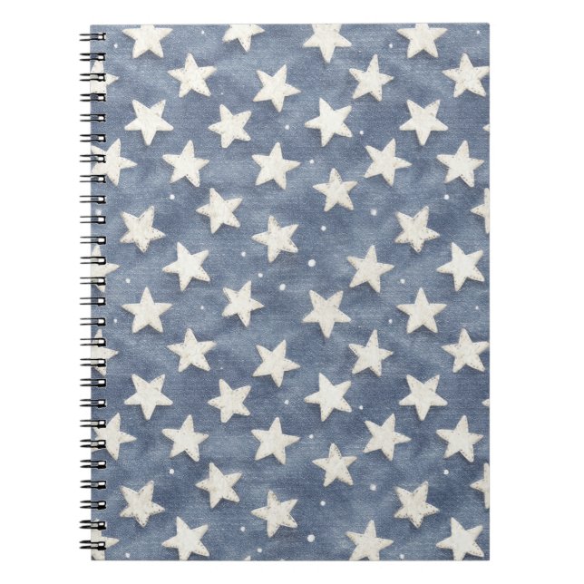 Carnet Étoiles Blanches Bleues   (Devant)