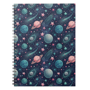 Carnet Étoiles célestes, galaxie cosmique et motif de pla