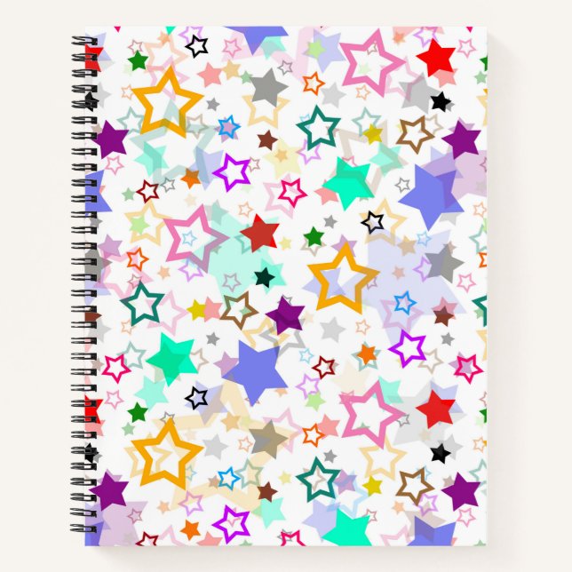 Carnet Étoiles colorées blanches  (Devant)