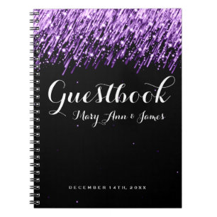 Carnet Étoiles filantes de Guestbook de mariage pourpres