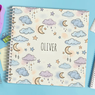 Carnet Étoiles ludiques, lunes et nuages duveteux