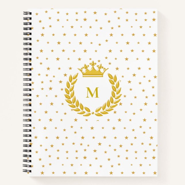 Carnet Étoiles Monogrammes, Couronne, Laurel & Gold sur B (Devant)