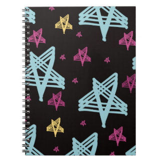 Carnet Étoiles qui se balancent Rose Bleu Noir 
