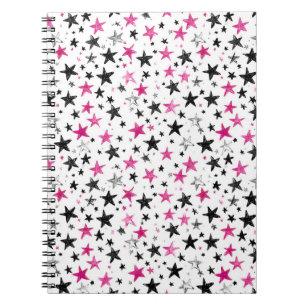 Carnet Étoiles Roses Argent Noires