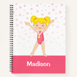 Carnet Étoiles roses Blonde Girl Gymnastique Personnalis