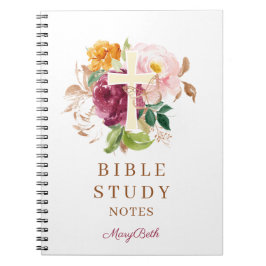 Carnet Étude biblique personnalisée avec croix florale ro