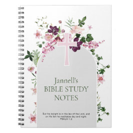 Carnet Étude biblique personnalisée florale rose