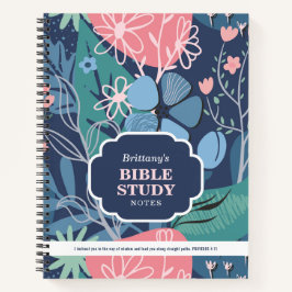 Carnet Étude de Bible Fleurie Abstraite Personnalisée Ros