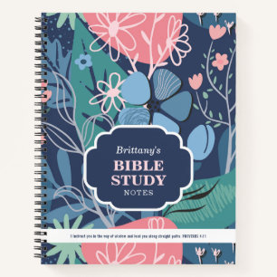Carnet Étude de Bible Fleurie Abstraite Personnalisée Ros